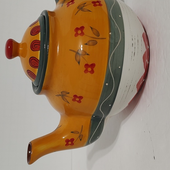 Vintage Folk Art Handcrafted and Painted Southwestern Design Teapot - Picture 3 of 8